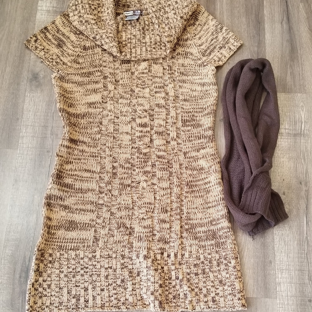 Ribbed knit turtleneck textured mini dress
